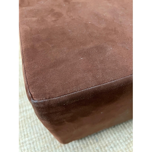 156 - A brown velvet square ottoman (H41cm SQ75cm)