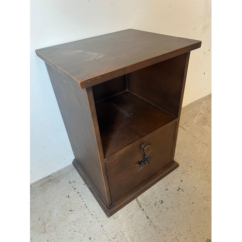 158 - A single bedside with star cut out detail (H58cm W41cm D35cm)