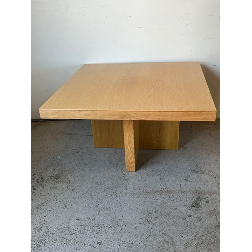 163 - A square light oak coffee table (H56cm SQ100cm)