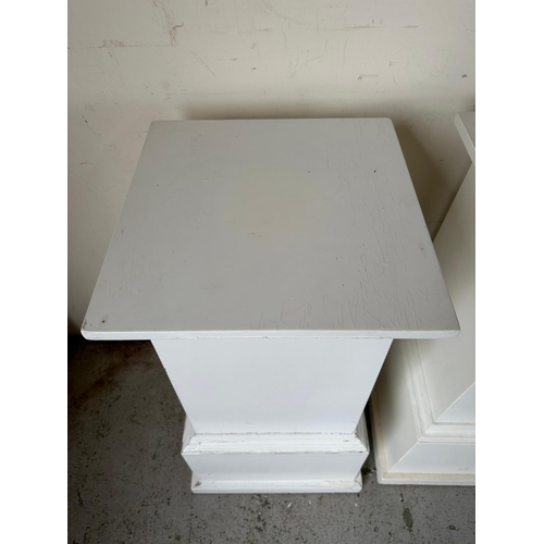 169 - A pair of wooden painted square plinths (H91cm W42cm D42cm)