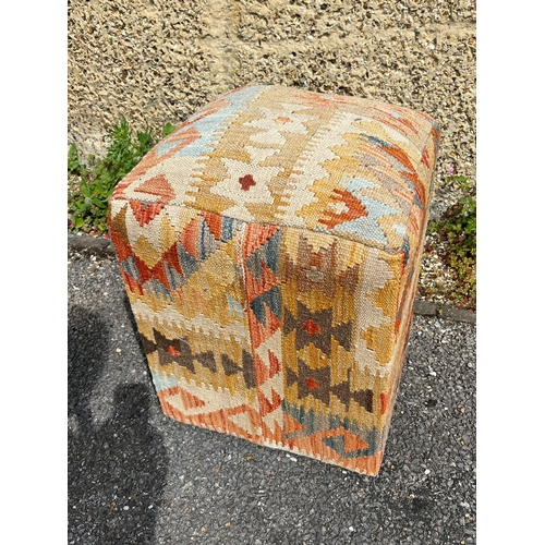 177 - A tall needlework stool (H55cm Sq46cm)