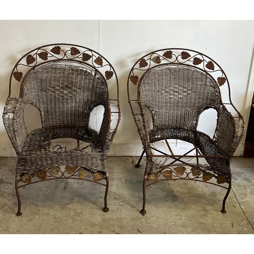 31 - A pair of reclaimed wire work chairs with fig leaf's AF