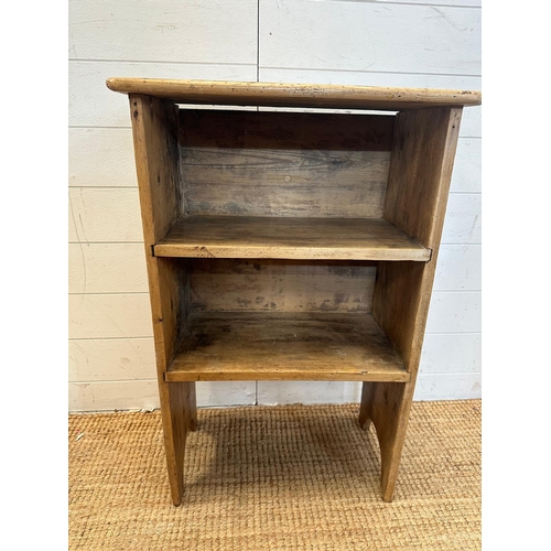 38 - A distressed pine two shelf free standing bookcase (H80cm W53cm D30cm)