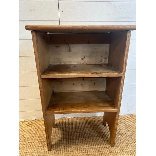 39 - A distressed pine two shelf free standing bookcase (H80cm W53cm D30cm)