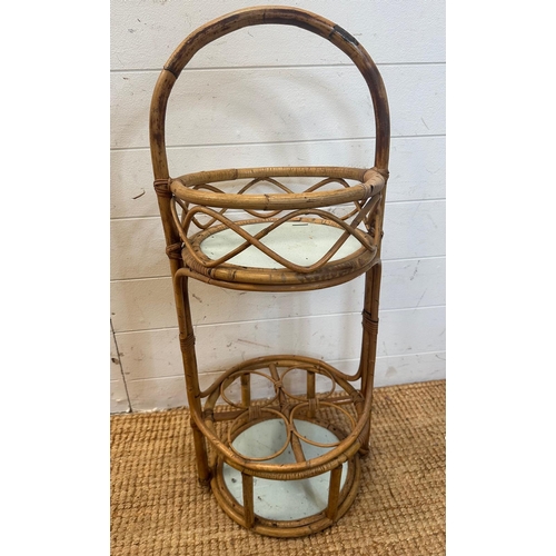 40 - A vintage bamboo bottle holder with shelf over (H80cm)