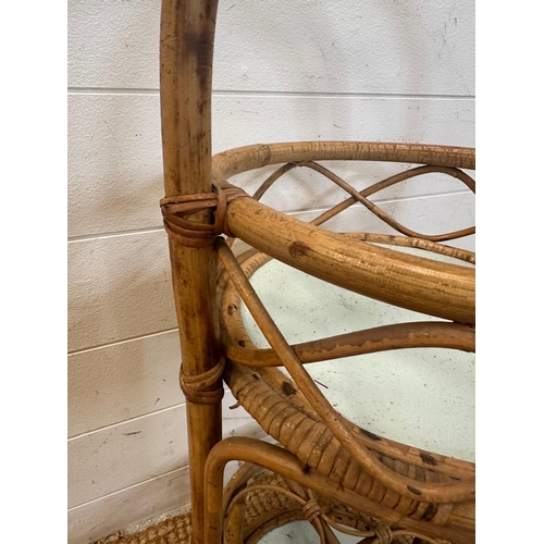 40 - A vintage bamboo bottle holder with shelf over (H80cm)