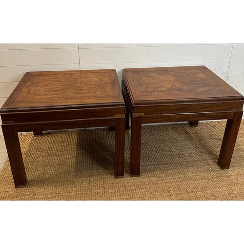 44 - A pair of American hardwood side tables with brass handles and fittings by Lane of Altavista Virgini... 