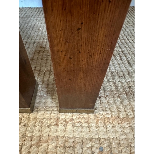 44 - A pair of American hardwood side tables with brass handles and fittings by Lane of Altavista Virgini... 