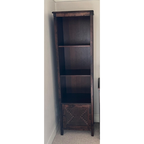 73 - Tall open bookcase with cupboard to base (H180cm W54cm D41cm)