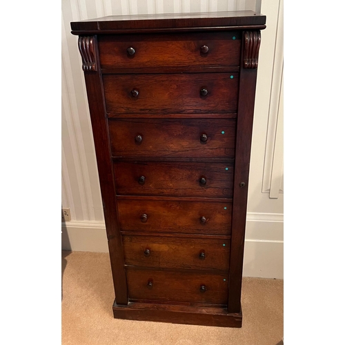 75 - Wellington chest with seven drawers (H126cm W56cm D38cm)