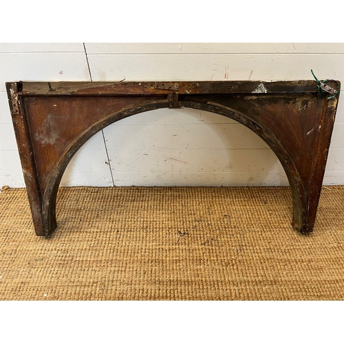 111 - A salvage copper and wooden arch (H57cm W107cm) (marble 162cm x 25cm)