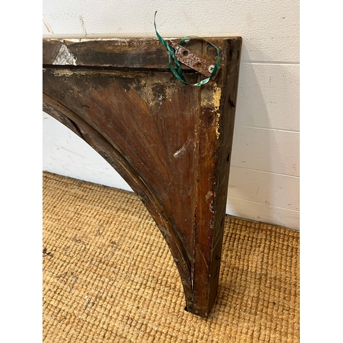 111 - A salvage copper and wooden arch (H57cm W107cm) (marble 162cm x 25cm)