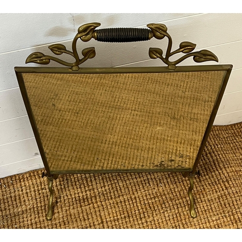 119 - A brass mirrored fire screen (H71cm W45cm)