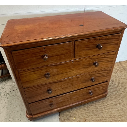 13 - A mahogany chest of drawers with knob handles (H124cm W119cm D52cm)