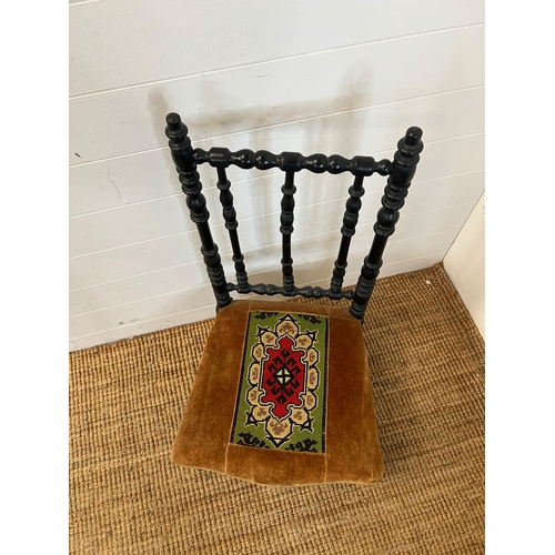 37 - An Elm parlour chair with needlework seat pad