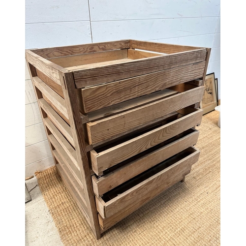 51 - A vintage apple rack with six drawers (H75cm W63cm D55cm)