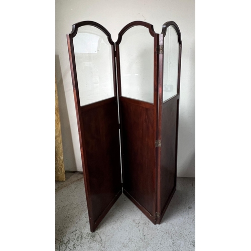 62 - Three panel room divider with glazed top (H181cm W56cm each panel)