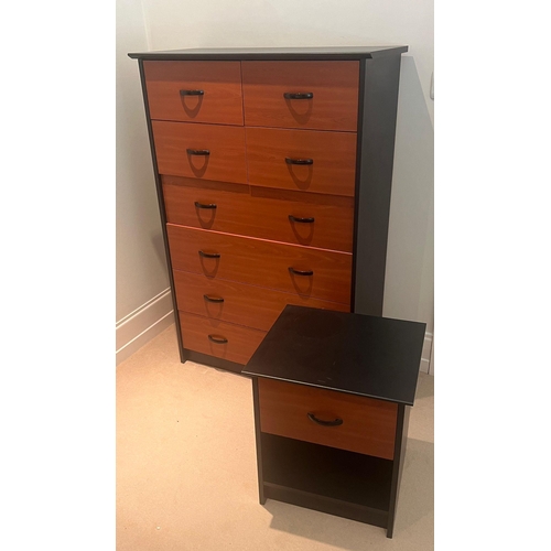 69 - A bedroom set consisting of a chest of drawers with four long drawers and for short drawers and one ... 