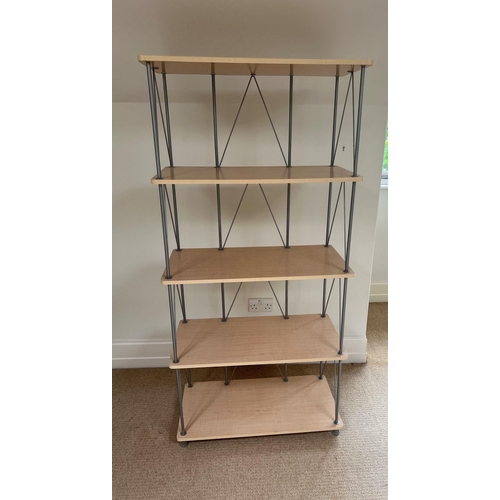 77 - An open bookcase with metal sides and back (H166cm W80cm D40cm)
