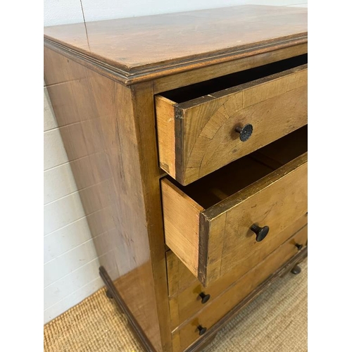 28 - An inlaid chest of drawers with five tapering drawers (H113cm W83cm D52cm)