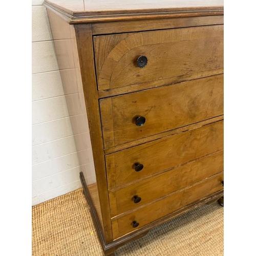 28 - An inlaid chest of drawers with five tapering drawers (H113cm W83cm D52cm)