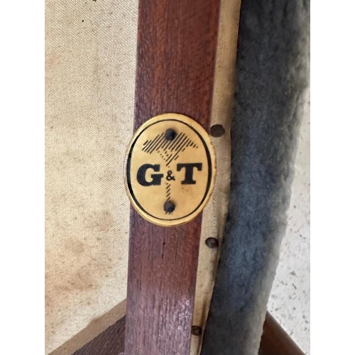 33 - A teak Mid Century occasional chair with Demi Lune upholstered seat (SH40cm)