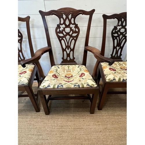 41 - A set of three oak dining chairs