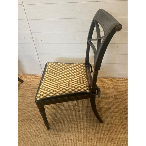 42 - Two Ebony cane black lacquer chairs AF