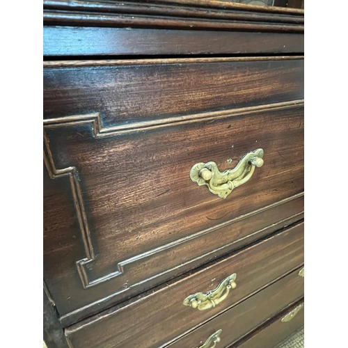 50 - George III style secretaire bookcase, secretaire chest has a fitted top drawer and three drawers bel... 