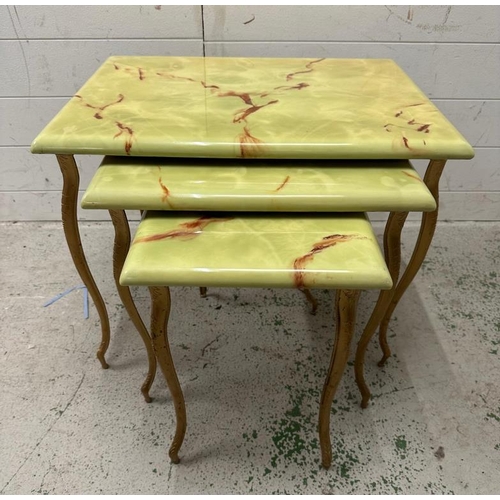 104 - A nest of three faux marble side table (H48cm W60cm D45cm)