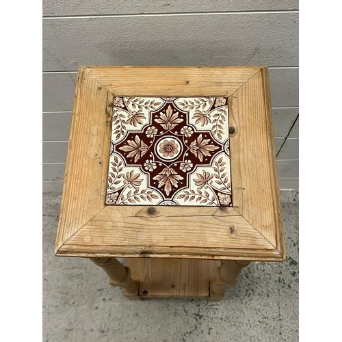 42 - A side table or plant table with tile top (H701cm Sq20cm)