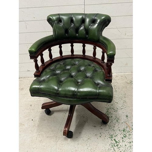 76 - A Chesterfield Captains green office chair