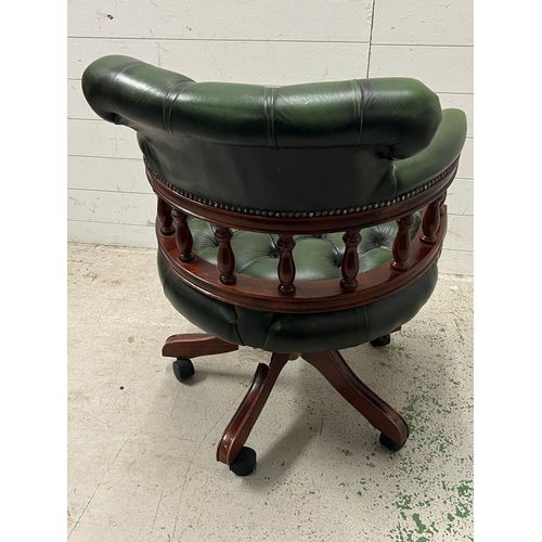 76 - A Chesterfield Captains green office chair