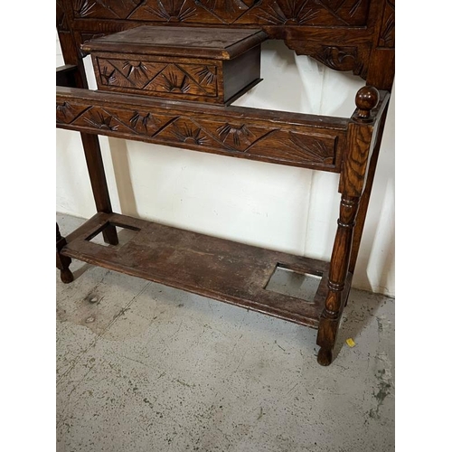 11 - Victorian style carved hall stand, H191cm X W113cm X D31cm