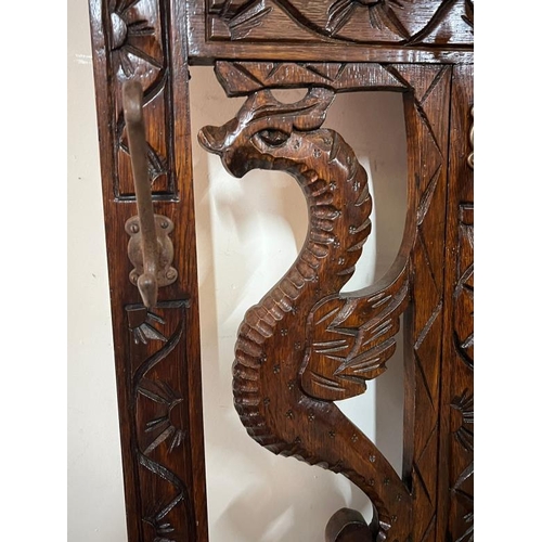 11 - Victorian style carved hall stand, H191cm X W113cm X D31cm