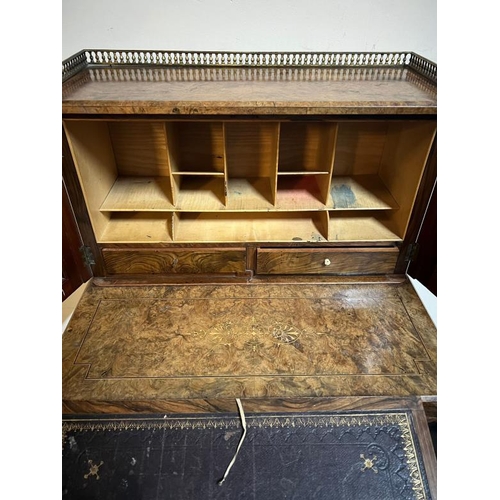 15 - Victorian burr walnut Davenport Bonheur Du Your brass gallery top over two doors. Opening to pigeon ... 
