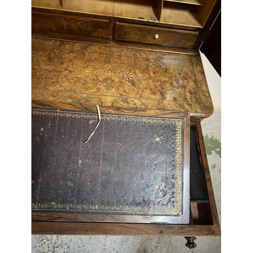 15 - Victorian burr walnut Davenport Bonheur Du Your brass gallery top over two doors. Opening to pigeon ... 