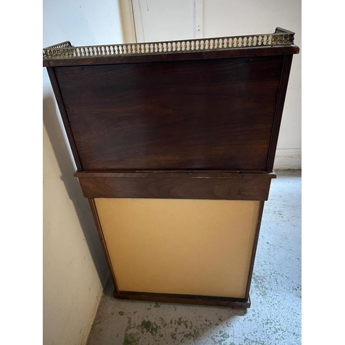 15 - Victorian burr walnut Davenport Bonheur Du Your brass gallery top over two doors. Opening to pigeon ... 