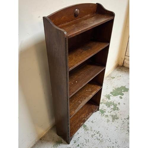 16 - Arts and Crafts style book case, D16cm X W49 X H106cm