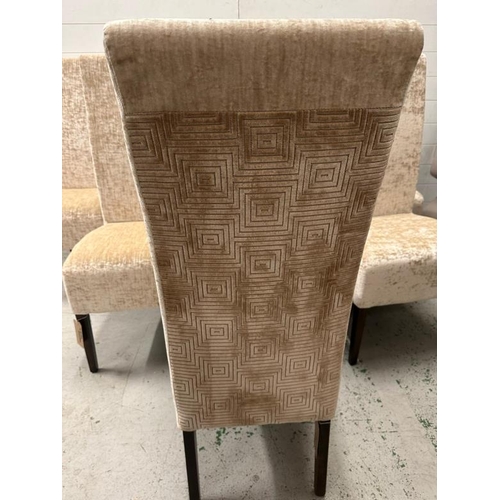 185 - A set of eight crushed velvet dining chairs in a champagne upholstery
