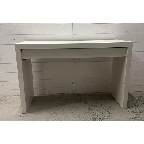 186 - A contemporary white console table with single long draw H78 X 120 X41cm