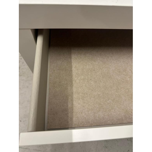 186 - A contemporary white console table with single long draw H78 X 120 X41cm