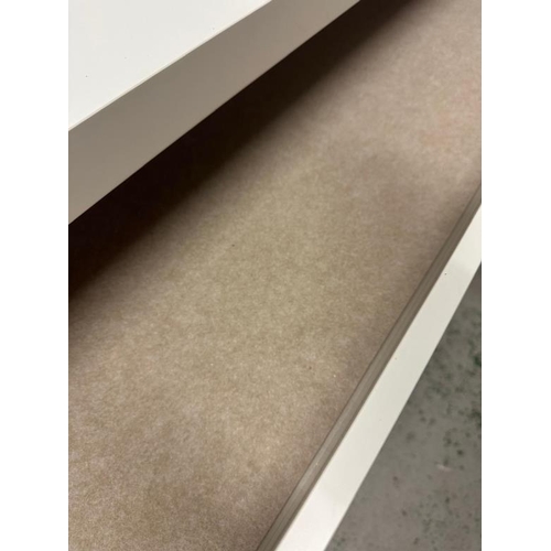 186 - A contemporary white console table with single long draw H78 X 120 X41cm