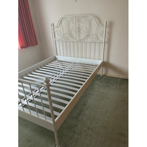 188 - An Ikea double bed frame in white (206cm x 144cm)