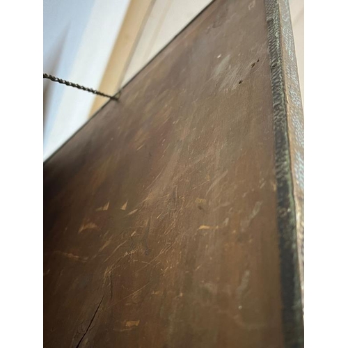 198 - Heavy Embossed brass framed mirror, 56cm X 44cm