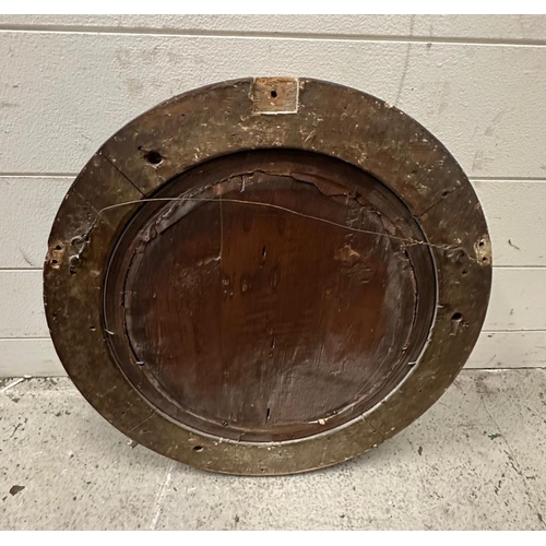 206 - A gold circular gold painted butlers porthole mirror. Diameter 46cm