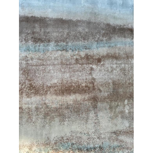 210 - A Rochebobois of Paris hand woven rug in clay, blues and greys. 200x300 cm
