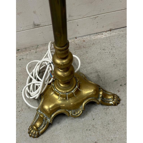 219 - An Art Deco brass floor standing lamp