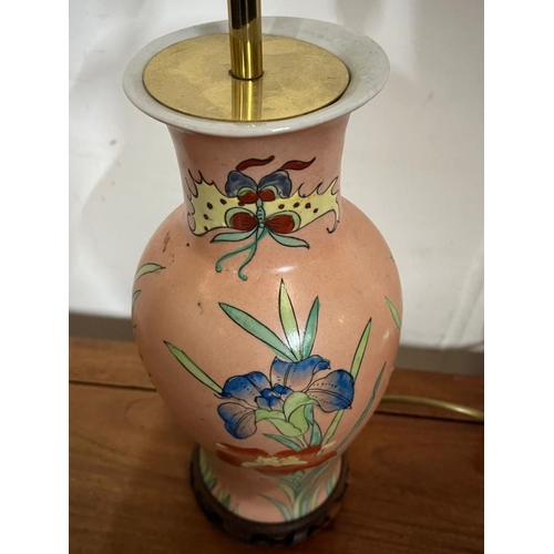 221 - Ceramic lamp decorated with Iris flowers