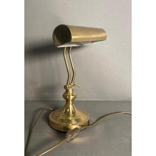 227 - A brass adjustable bankers lamp